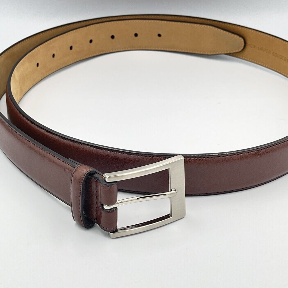 Mens Genuine Leather Belt Quality Brown Buttery Soft 48/120 1.25" Silver Buckle